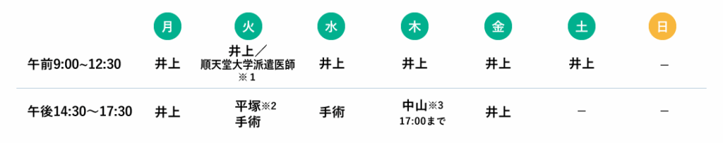 診療カレンダー